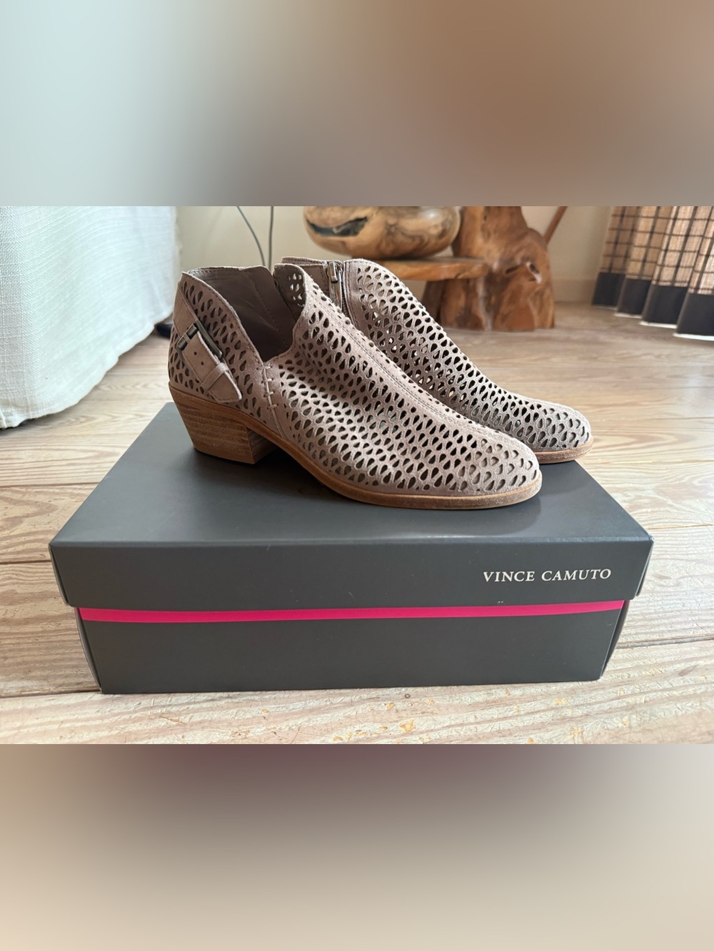 Vince Camuto Perforated Suede Booties Size 6.5